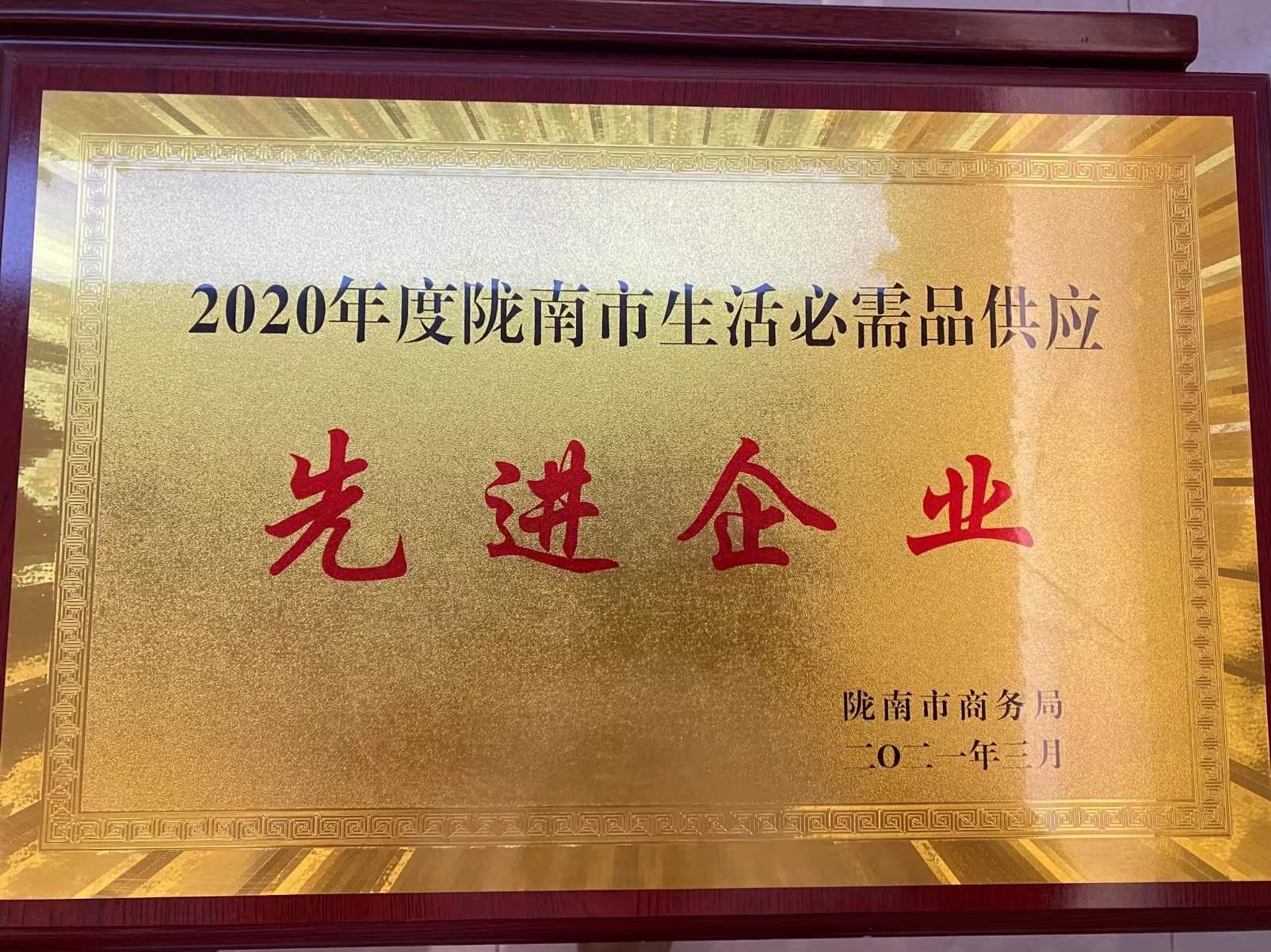 2020年度陇南市生活必须品供应先进企业